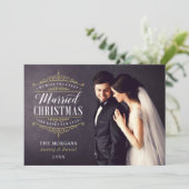 ヴィンテージ結婚した金ゴールド結婚の写真 シーズンカード (スタンド正面)