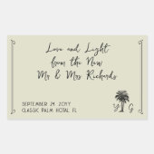 ヴィンテージ結婚のヤシの木の新人夫妻 長方形シール (正面)