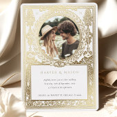 ヴィンテージ結婚のラ華美ウレル 箔招待状