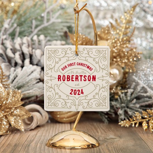 ヴィンテージ結婚の名結婚した前 セラミックオーナメント