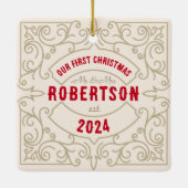 ヴィンテージ結婚の名結婚した前 セラミックオーナメント (裏面)