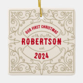 ヴィンテージ結婚の名結婚した前 セラミックオーナメント (正面)