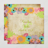 ヴィンテージ結婚の背景の追加 招待状 (正面/裏面)