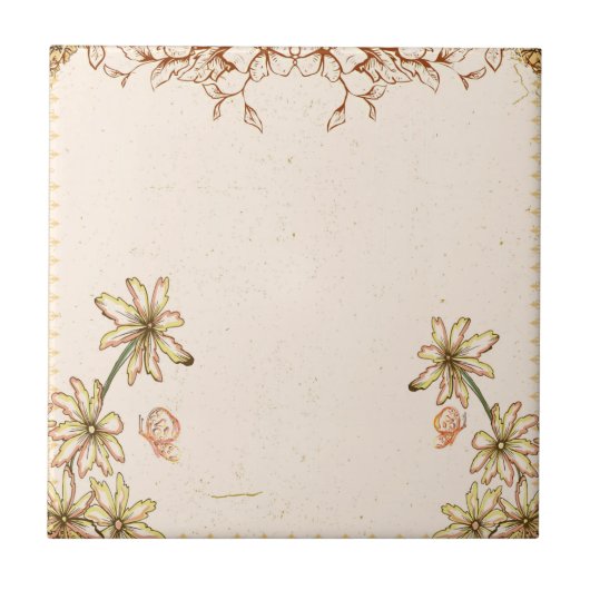 ヴィンテージ結婚の花 タイル (正面)