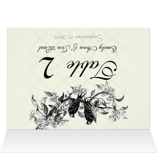 ヴィンテージ結婚の表の番号カード (内部横(上))