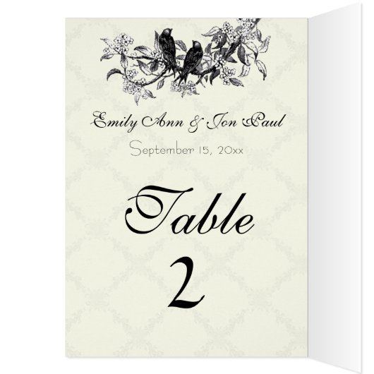 ヴィンテージ結婚の表の番号カード (内側 (左))