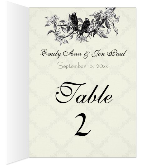 ヴィンテージ結婚の表の番号カード (内側 (右))