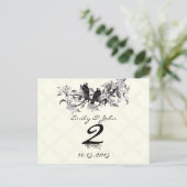 ヴィンテージ結婚の表の番号カード ポストカード (スタンド正面)