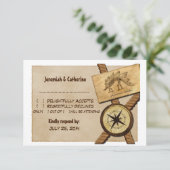 ヴィンテージ結婚アドベンチャーの応答カードv5 招待状 (スタンド正面)