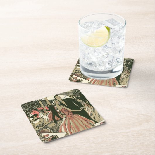 ヴィンテージ結婚アールデコズ、ニューライウィズ・ファースト・ダンス スクエアペーパーコースター (インサイチュ)