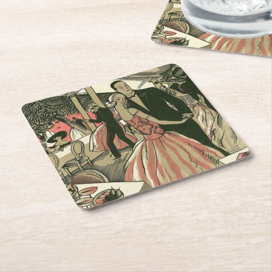 ヴィンテージ結婚アールデコズ、ニューライウィズ・ファースト・ダンス スクエアペーパーコースター (アングル)