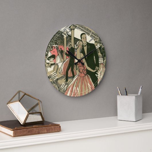 ヴィンテージ結婚アールデコズ、ニューライウィズ・ファースト・ダンス ラージ壁時計 (オフィス)