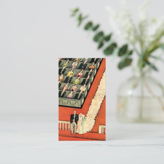 ヴィンテージ結婚アールデコズ、新郎新婦RSVP エンクロージャーカード (スタンド正面)