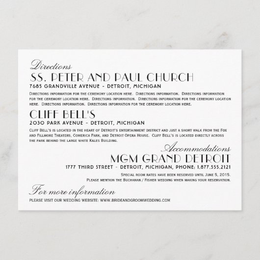 ヴィンテージ結婚アールデコ情報 エンクロージャーカード (正面)