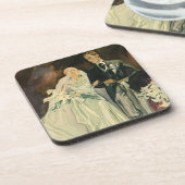 ヴィンテージ結婚アールデコ新郎新婦 コースター (左側)