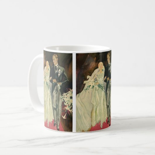 ヴィンテージ結婚アールデコ新郎新婦 コーヒーマグカップ (正面左)