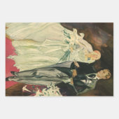 ヴィンテージ結婚アールデコ新郎新婦 ラッピングペーパーシート (正面)