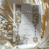 ヴィンテージ結婚アールヌーボーのドリンクメニューカード 箔招待状