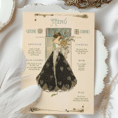 ヴィンテージ結婚アールヌーボーのメニュー&ドリンクカード 招待状