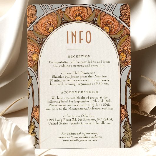 ヴィンテージ結婚アールヌーボー情報カード 招待状