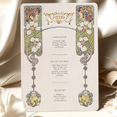 ヴィンテージ結婚アールヌーボー料理メニューカード 招待状