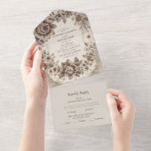 ヴィンテージ結婚アールヌーボー オールインワン招待状 (貼ってはがせる)