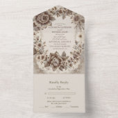 ヴィンテージ結婚アールヌーボー オールインワン招待状 (内側)