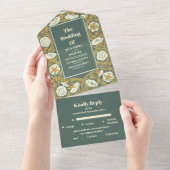 ヴィンテージ結婚アールヌーボー オールインワン招待状 (貼ってはがせる)