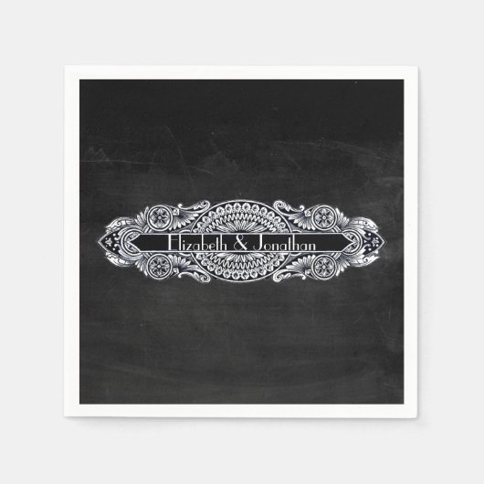 ヴィンテージ結婚アールヌーボー スタンダードカクテルナプキン (正面)