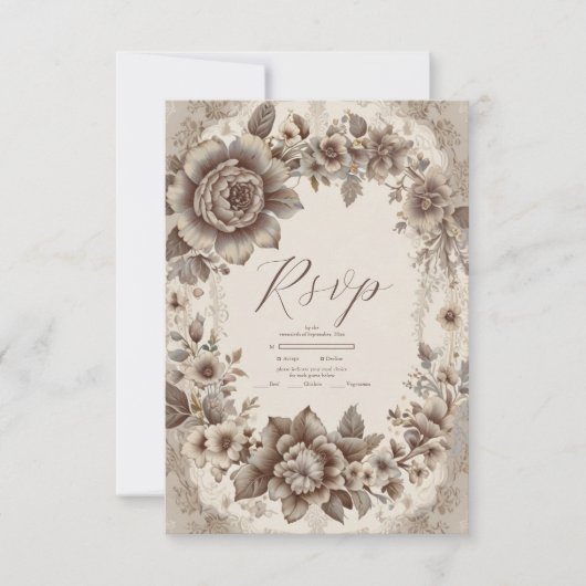 ヴィンテージ結婚アールヌーボー 出欠カード (正面)