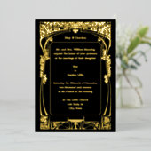 ヴィンテージ結婚アールヌーボー 箔招待状 (立ち正面)