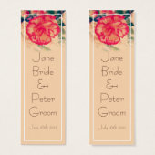 ヴィンテージ結婚カーネーションお土産ブックマークカード (正面&裏面)