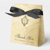 ヴィンテージ結婚クレストのモノグラムパーチメント フェイバーボックス (正面サイド)