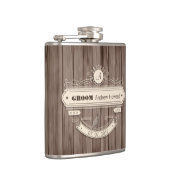 ヴィンテージ結婚グルームの日の飾りウッディフラスコ フラスク (右)