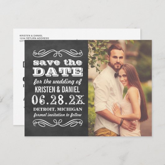 ヴィンテージ結婚シャルボードの写真 案内ポストカード (正面/裏面)