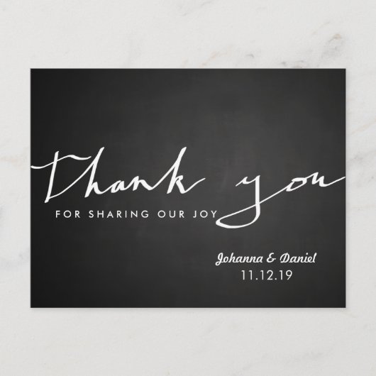 ヴィンテージ結婚シャルボードサンキュータイポグラフィ ポストカード (正面)