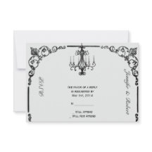 ヴィンテージ結婚シャンデリア応答カード