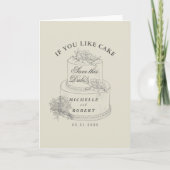 ヴィンテージ結婚スケッチのケーキ写真の保存日付 カード (正面)