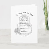 ヴィンテージ結婚スケッチのケーキ写真の保存日付 カード (正面)