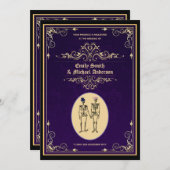 ヴィンテージ結婚スケルトン婚約リハーサル 招待状 (正面/裏面)