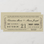 ヴィンテージ結婚スタイルチケット招待状 招待状 (正面/裏面)