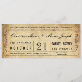 ヴィンテージ結婚スタイルチケット招待状 招待状