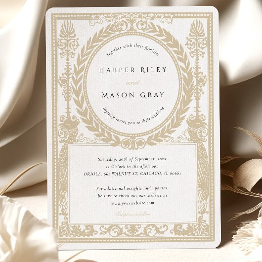 ヴィンテージ結婚スフェイクロー華美レルデザイン 招待状