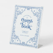 ヴィンテージ結婚チノイスリーのゲストブック 台座サイン (正面)