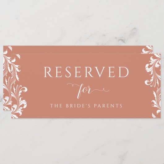 ヴィンテージ結婚テラコッタの控えエレガント印 招待状 (正面/裏面)