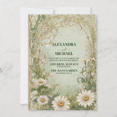 ヴィンテージ結婚デイジーアールヌーボー 招待状 (正面)