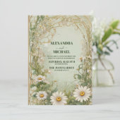 ヴィンテージ結婚デイジーアールヌーボー 招待状 (スタンド正面)