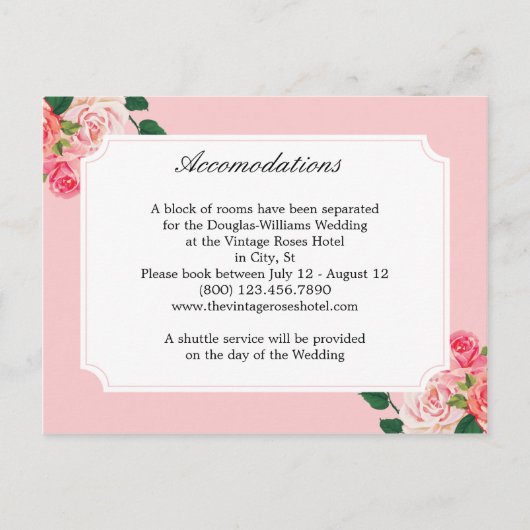 ヴィンテージ結婚バラの宿泊 ポストカード (正面)
