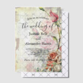 ヴィンテージ結婚バラ ベラム紙招待状 (オフセット (招待状))