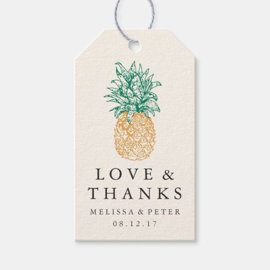 ヴィンテージ結婚パイナップルの好意 ギフトタグ (正面)